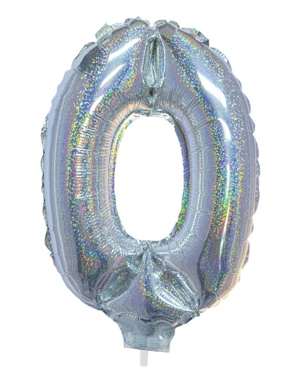Ballon aluminium, numéro 0 (argent holographique, 41cm)