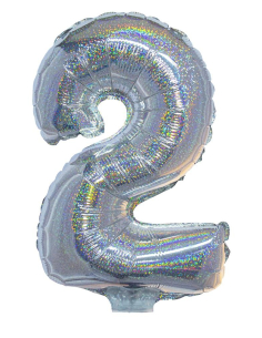 Ballon aluminium, numéro 2 (argent holographique, 41cm)