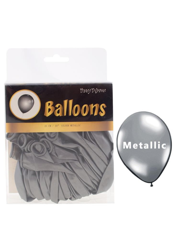 40 Ballons, Argent Métallisé - 25 cm
