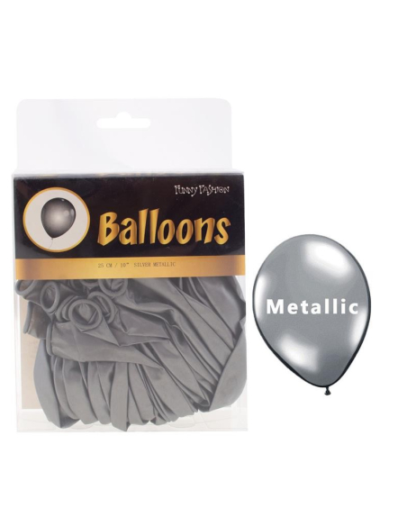 40 Ballons, Argent Métallisé - 25 cm
