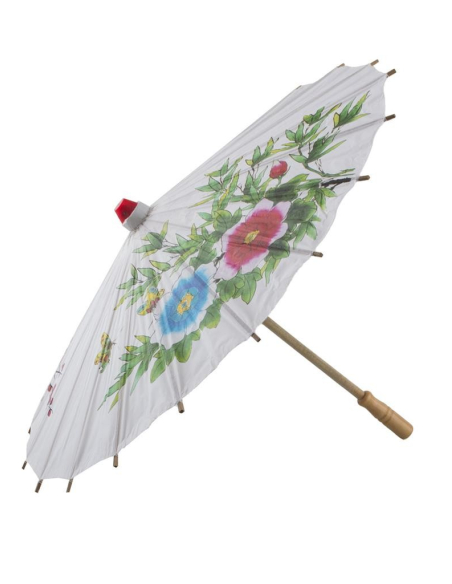 Ombrelle chinoise en papier avec motifs en couleurs - 60cm