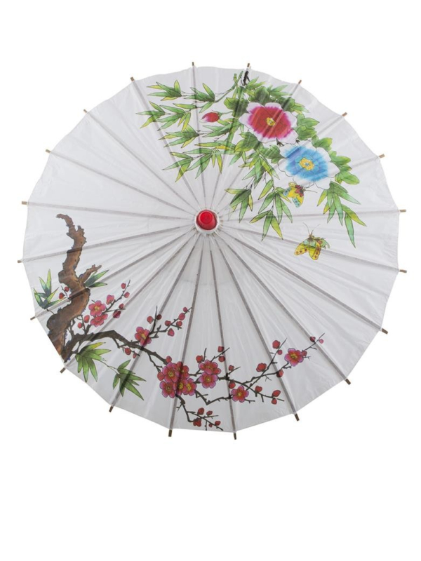 Ombrelle chinoise en papier avec motifs en couleurs - 60cm
