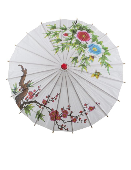 Ombrelle chinoise en papier avec motifs en couleurs - 60cm
