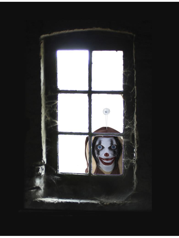 Décoration de fenêtre - Clown terrifiant (dimensions : 25 x 10 x 47 cm)