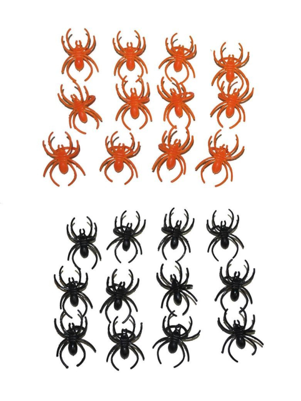 25 bagues en forme d'araignée (Orange et noir)