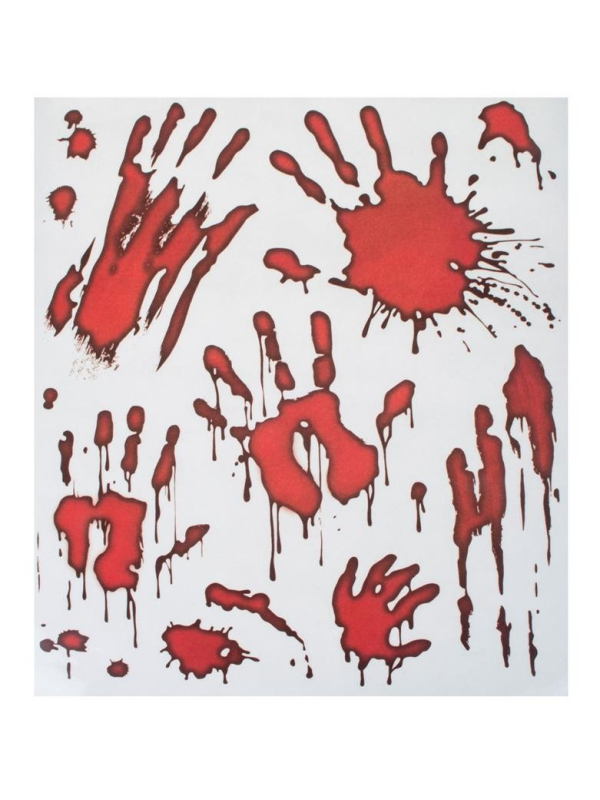 Décoration pour fenêtres (Stickers Halloween, mains tachées de sang)