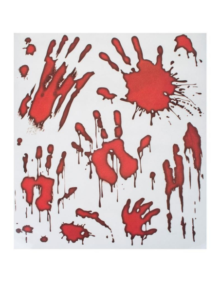 Décoration pour fenêtres (Stickers Halloween, mains tachées de sang)