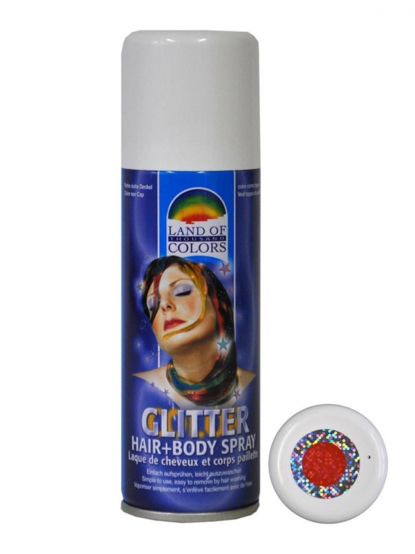 Spray pailleté rouge cheveux et corps - 125 ml