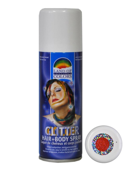 Spray pailleté rouge cheveux et corps - 125 ml