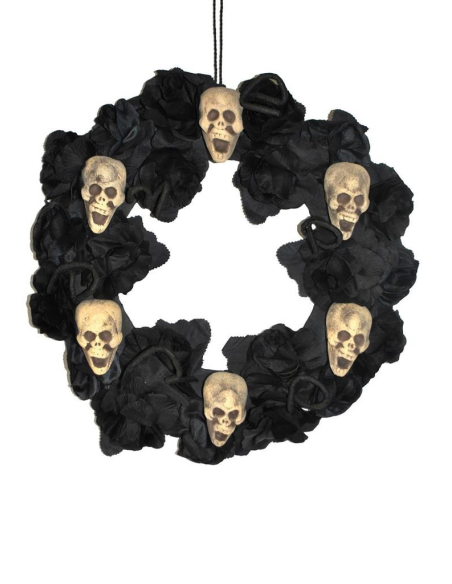 Guirlande 50cm roses et crânes noirs