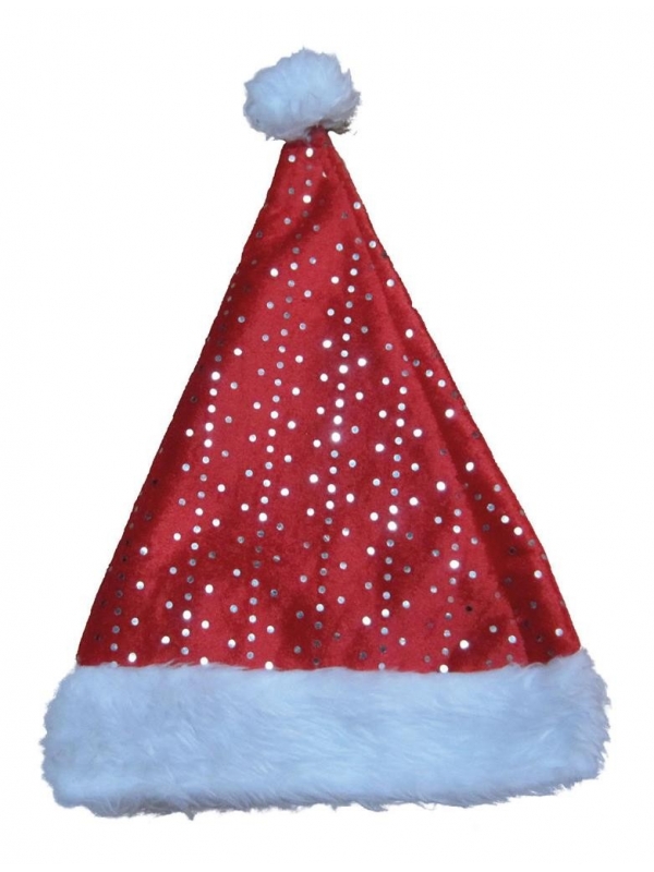 Bonnet de Noël rouge à paillettes
