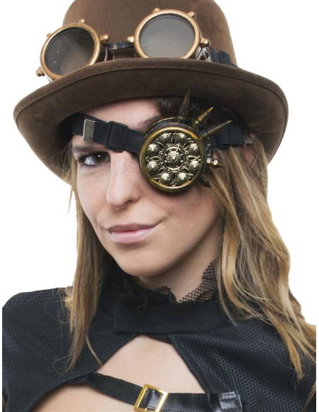 Monocle Steampunk avec Pointes – Œil Mécanique Doré