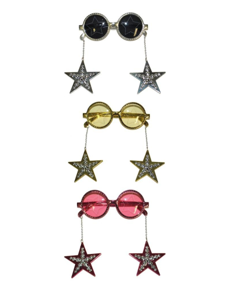 Lunettes Disco avec boucles d'oreilles étoiles pendantes