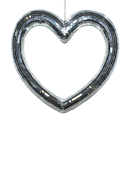 Coeur à Facettes à suspendre - 50 cm - Argent