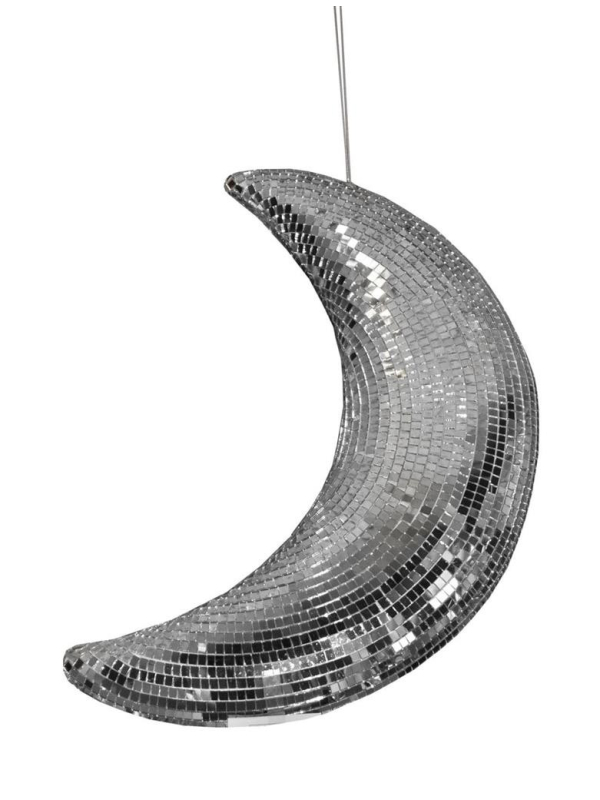 Croissant de Lune à Facettes à suspendre - 50 cm - Argent