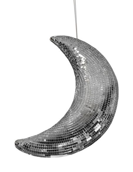 Croissant de Lune à Facettes à suspendre - 50 cm - Argent