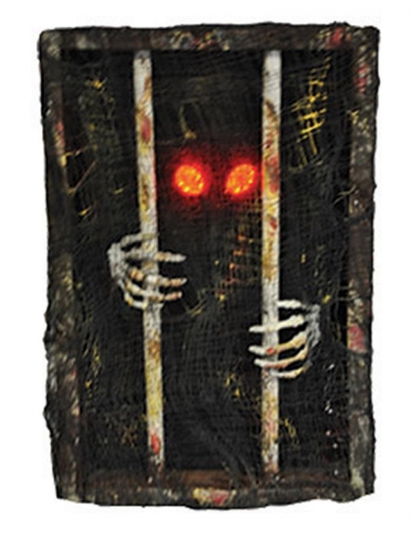 Squelette en cage avec lumière Halloween 45cm