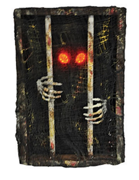 Squelette en cage avec lumière Halloween 45cm