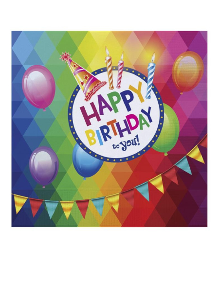 20 Serviettes en papier Happy  Birthday  (33cm)