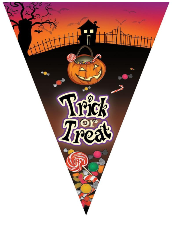 Guirlande de drapeaux 5m (10 drapeaux trick or treat)