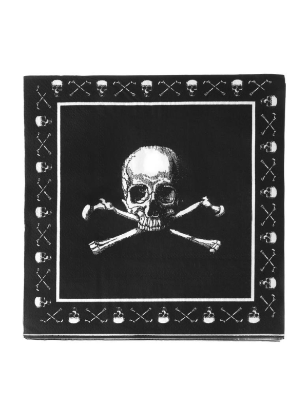 20 Serviettes en papier Pirate, noir et blanc
