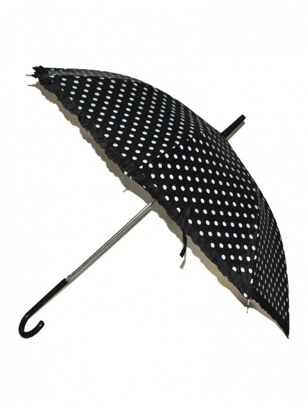 Parapluie noir à pois blancs 63cm
