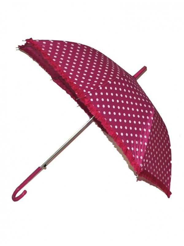 Parapluie fushia à pois blancs 63cm