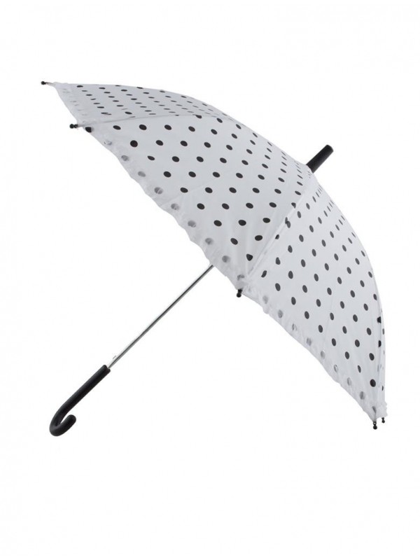 Parapluie blanc à pois noirs  63cm