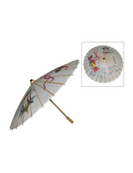 Ombrelle chinoise en papier avec motifs en couleurs - 100cm
