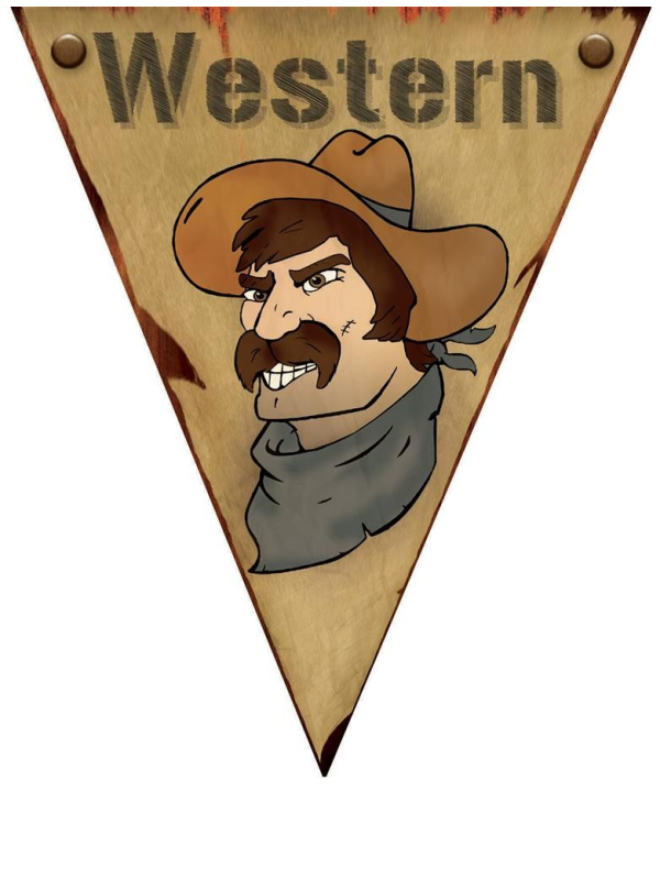 Guirlande 5m de drapeaux 10 drapeaux western
