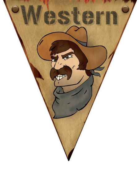 Guirlande 5m de drapeaux 10 drapeaux western