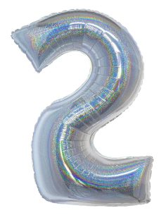 Ballon aluminium, numéro 2 (argent holographique, 102cm)