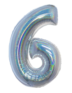 Ballon aluminium, numéro 5 (argent holographique, 102cm)