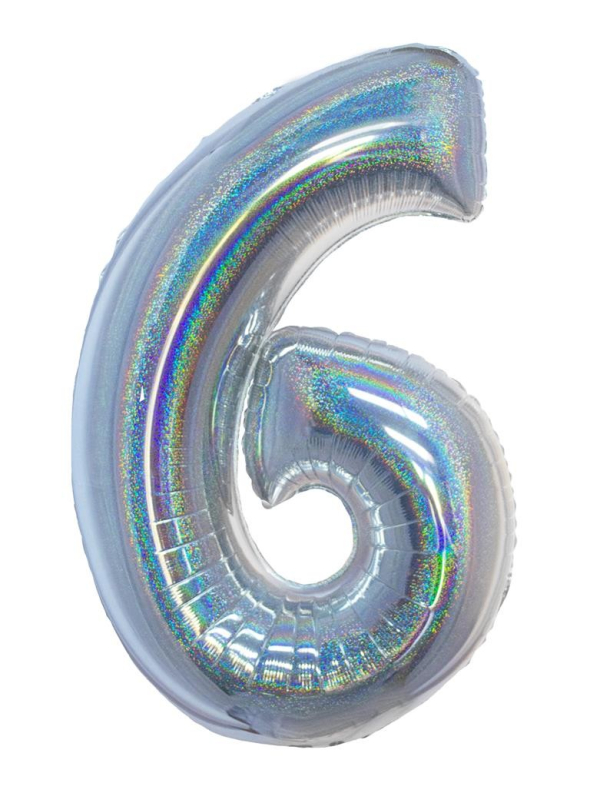 Ballon aluminium, numéro 5 (argent holographique, 102cm)