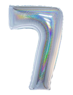 Ballon aluminium, numéro 7 (argent holographique, 102cm)