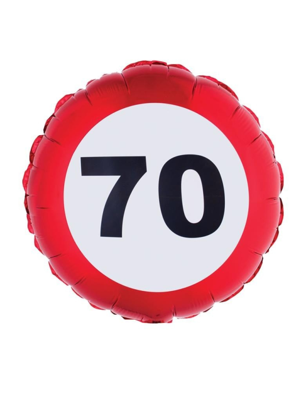 Ballon d'anniversaire, panneau de signalisation (70 ans)