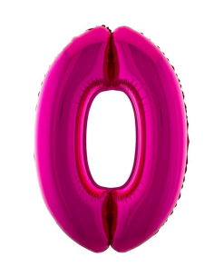 Ballon aluminium rose, chiffre 0 - 102 cm