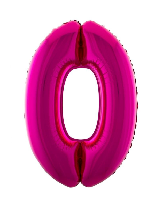Ballon aluminium rose, chiffre 0 - 102 cm