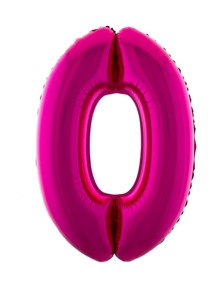 Ballon aluminium rose, chiffre 0 - 102 cm