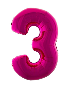 Ballon anniversaire rose chiffre 3 - 102 cm ESPA - Funny Fashion - 2