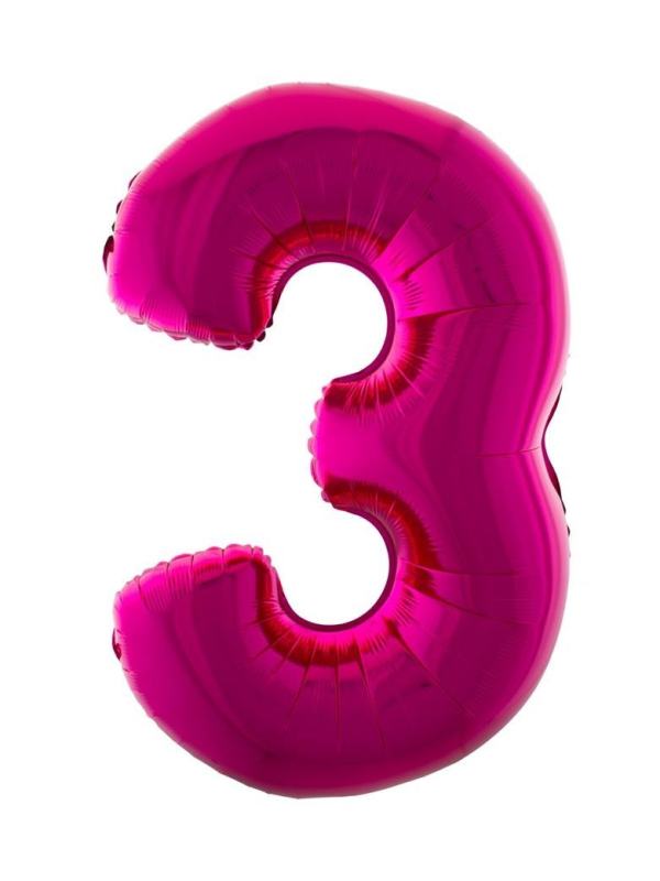 Ballon anniversaire rose chiffre 3 - 102 cm ESPA - Funny Fashion - 2