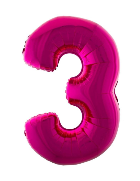 Ballon anniversaire rose chiffre 3 - 102 cm ESPA - Funny Fashion - 2