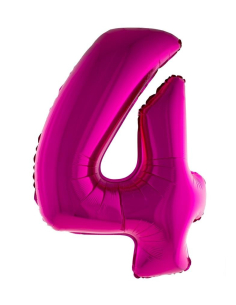 Ballon aluminium rose, chiffre 4 - 102 cm