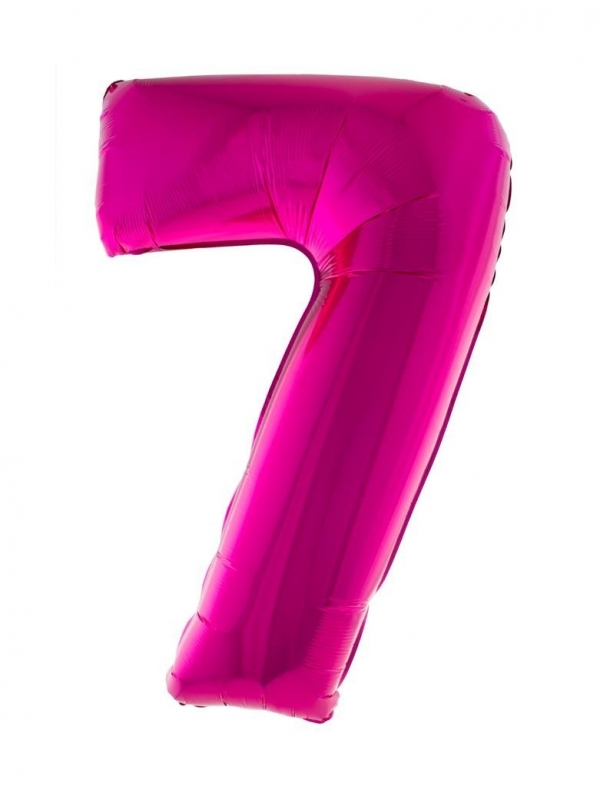 Ballon aluminium rose, chiffre 7 - 102 cm