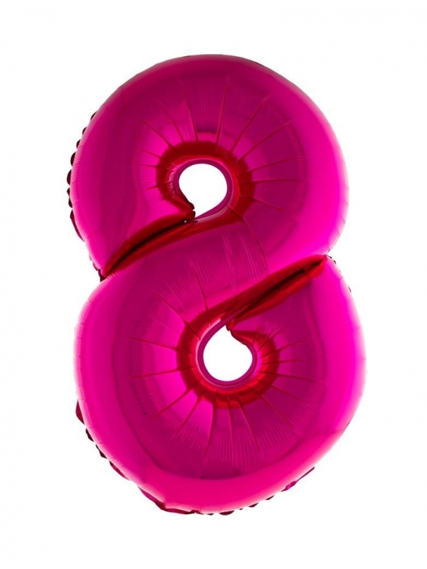 Ballon aluminium rose, chiffre 8 - 102 cm