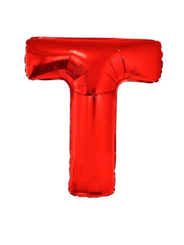 Ballon aluminium lettre T rouge - 102 cm
