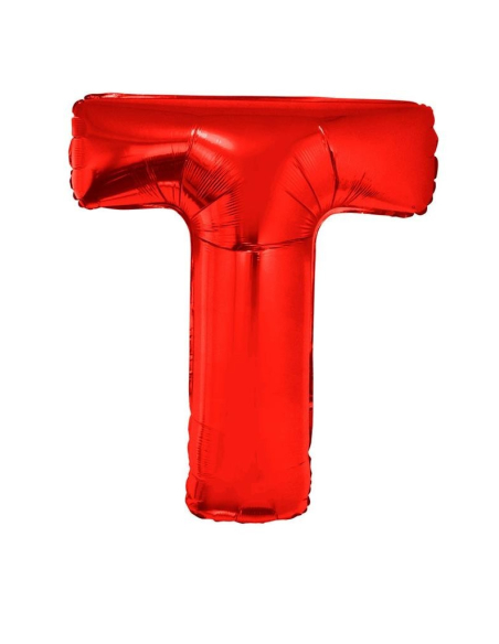 Ballon aluminium lettre T rouge - 102 cm