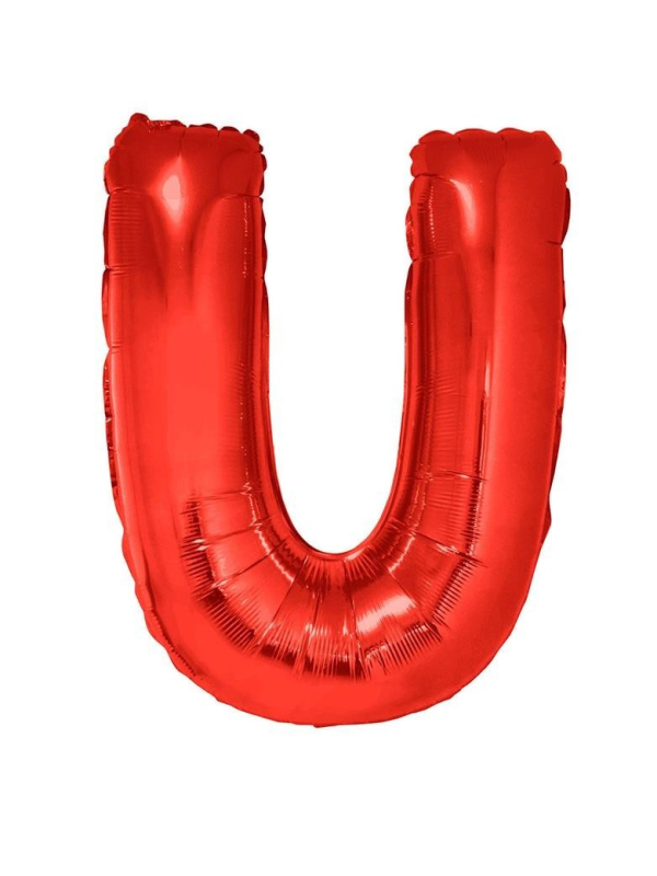 Ballon aluminium lettre U rouge - 102 cm