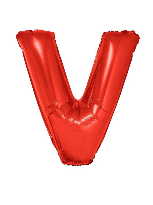 Ballon aluminium lettre V rouge - 102 cm