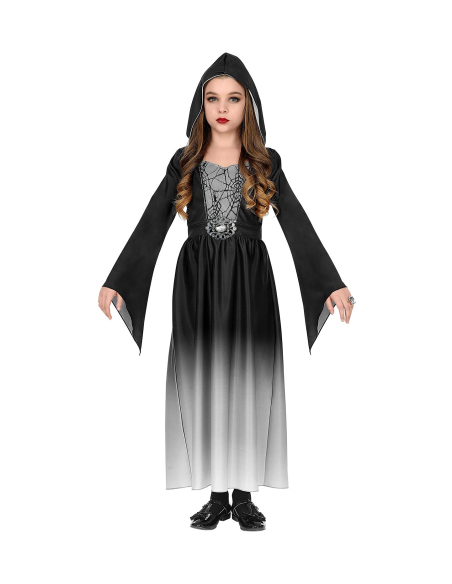 Déguisement Gothique Noire fille (robe à capuche)